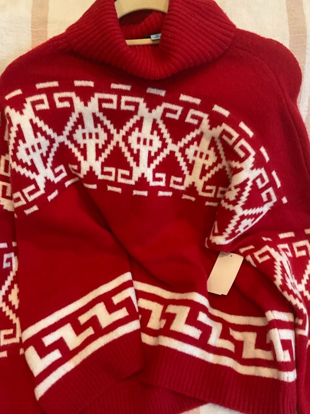 CeCe Fair Isle Turtleneck Sweater | Red & White | Size XL | NWT | Holiday - Picture 2 of 4